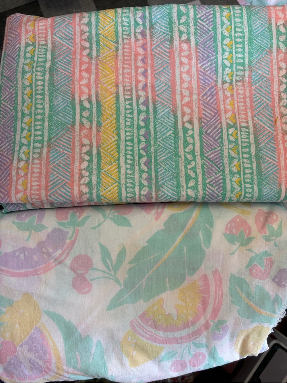 Vintage 80s pastel cotton fabric